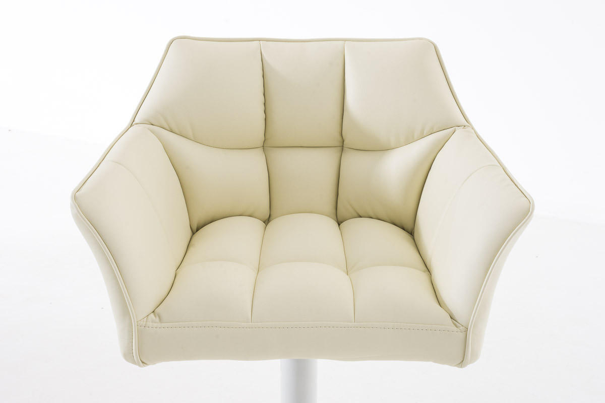 BARHOCKER Sihar Kunstleder Creme Weiß - Creme, Leder/Metall (64/88/45cm) - DELUKE