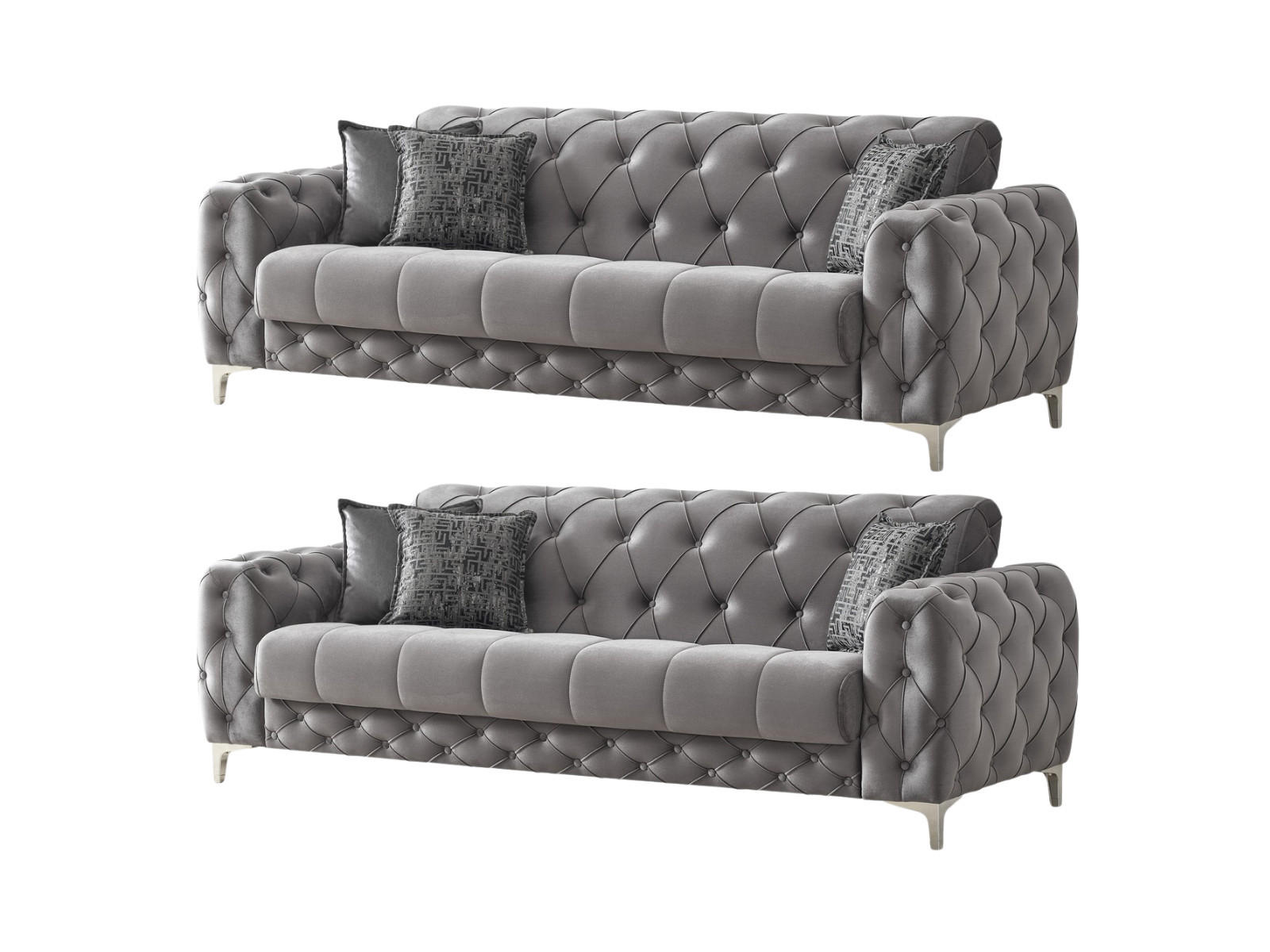 SITZGARNITUR Acelya, Grau Stellvariante 3+3 - Grau, Holzwerkstoff/Kunststoff (245/80/100cm)