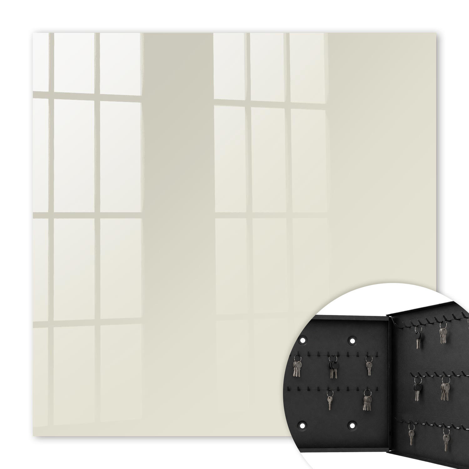 SCHLÜSSELBOX Schwarz 30x30 cm- Türöffnung nach rechts - Cremefarbener Stein - Creme, Metall (30/30/5cm) - TULUP