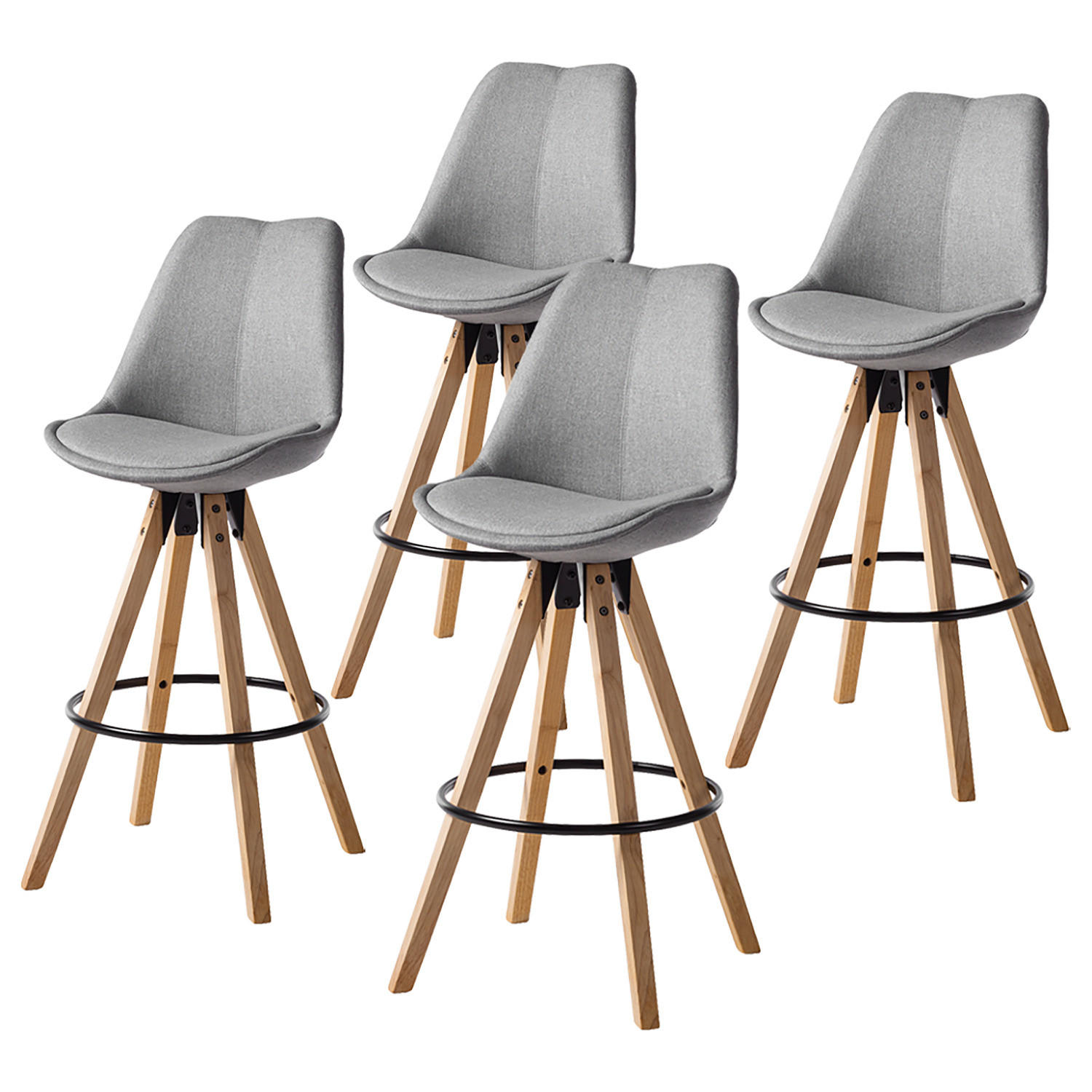 BARSTUHL - Webstoff / Gummibaum massiv / Metall - Grau, Holz/Textil (49/112/55cm) - home24