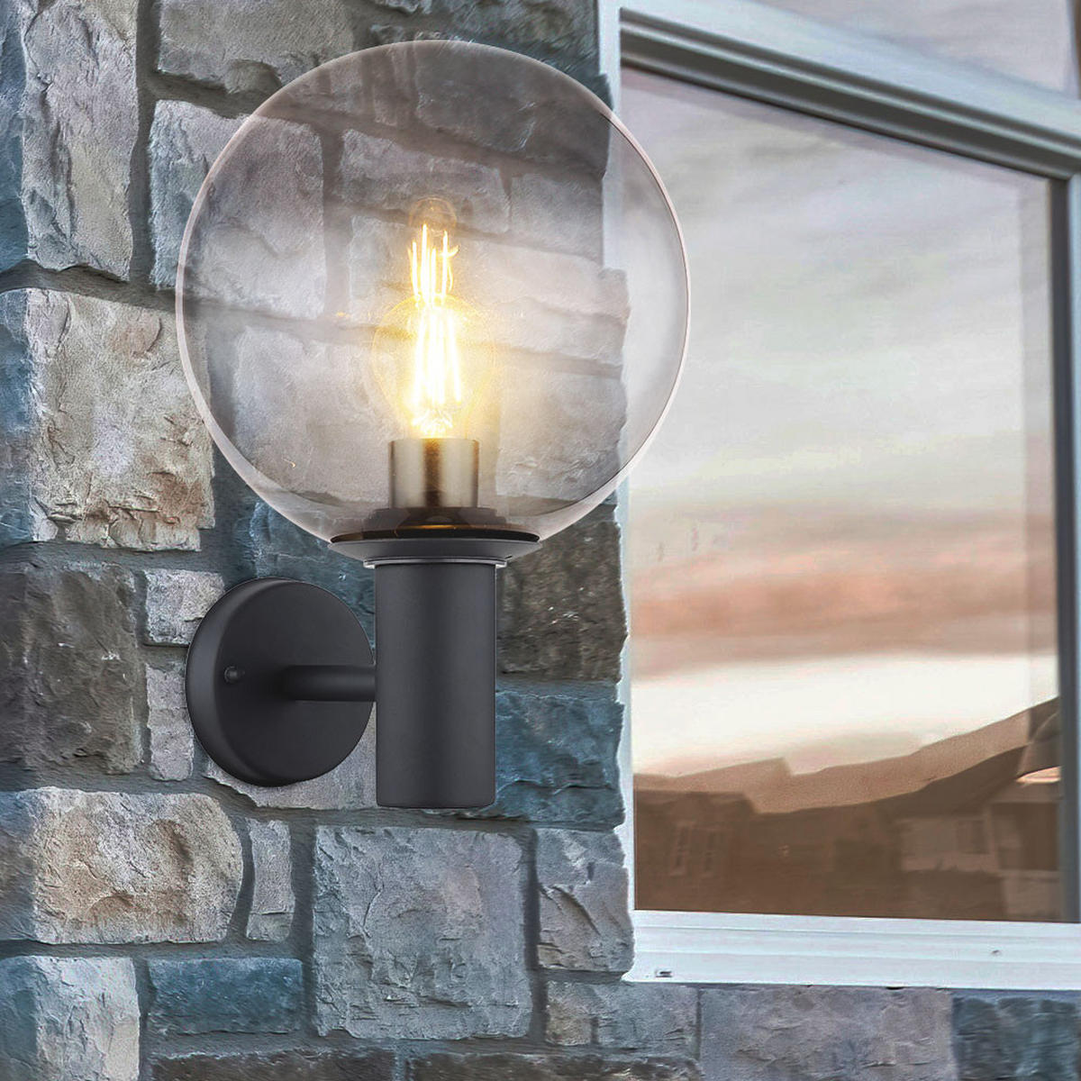 LED AUSSEN-WANDLEUCHTE Glas Anthrazit Metall - Anthrazit, Glas (25/37/26.5cm) - Globo Lighting