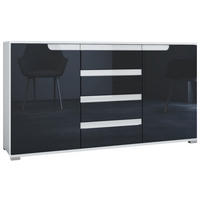 SIDEBOARD Sylt Schwarz Hochglanz / Weiß Hochglanz - Schwarz Hochglanz, Holzwerkstoff (138.5/75.5/35cm) - Vladon
