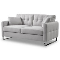 SOFA hellgrau Flachgewebe 2-Sitzer 175 cm, Couch mit Steppoptik - Chromfarben/Hellgrau, Holz/Textil (175/92/94cm) - Inn.Furn