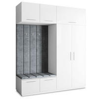GARDEROBENSCHRANK REMA 200/240/60 cm Modern Garderobe-Set Weiß - Weiß/Grau, Holzwerkstoff (200/240/60cm) - MASSENO