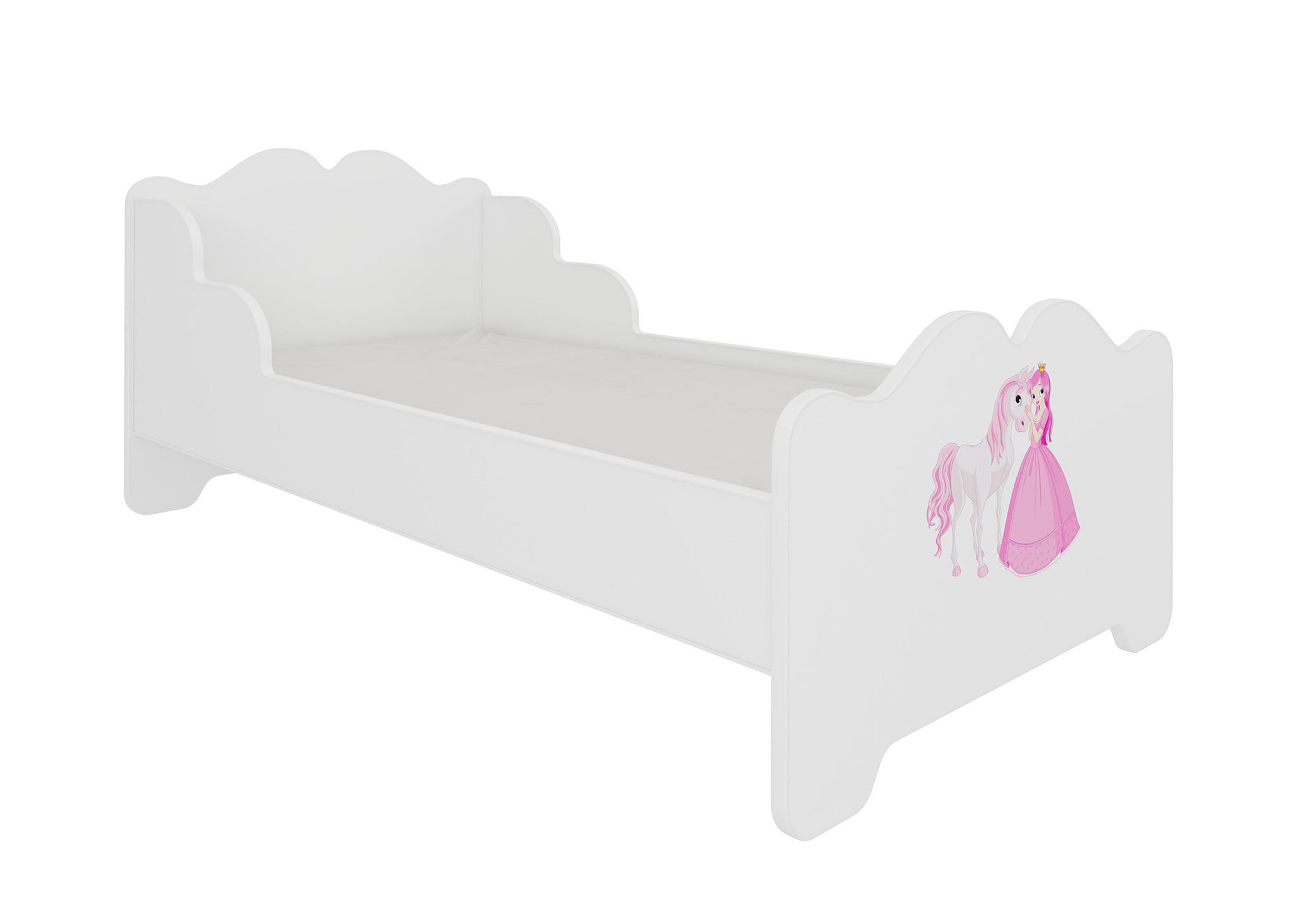 KINDERBETT Ximena 164 / 88 / 63cm weiß / Motiv Prinzessin mit Pferd - Pink/Weiß, Holz/Holzwerkstoff (80/160cm) - Feldmann-Wohnen