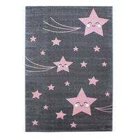 TEPPICH Kinder Sterne Polypropylen saugroboter Kurzflor Kinderzimmer Pink Läufer 80x150 - Rosa, Textil (80/150cm) - KADIMA DESIGN