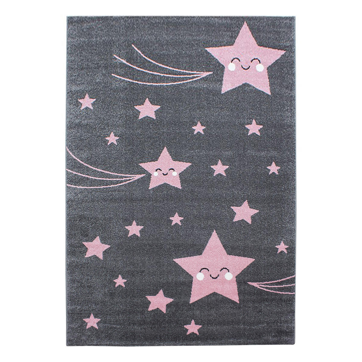TEPPICH Kinder Sterne Polypropylen saugroboter Kurzflor Kinderzimmer Pink Läufer 80x150 - Rosa, Textil (80/150cm) - KADIMA DESIGN