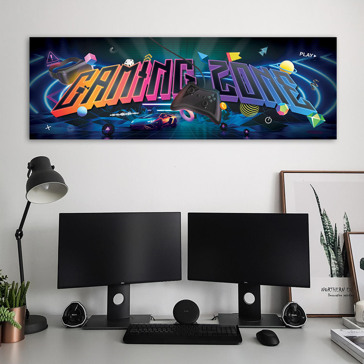 WANDBILD gaming zone spiele - Multicolor, Textil (90/30cm) - Feeby