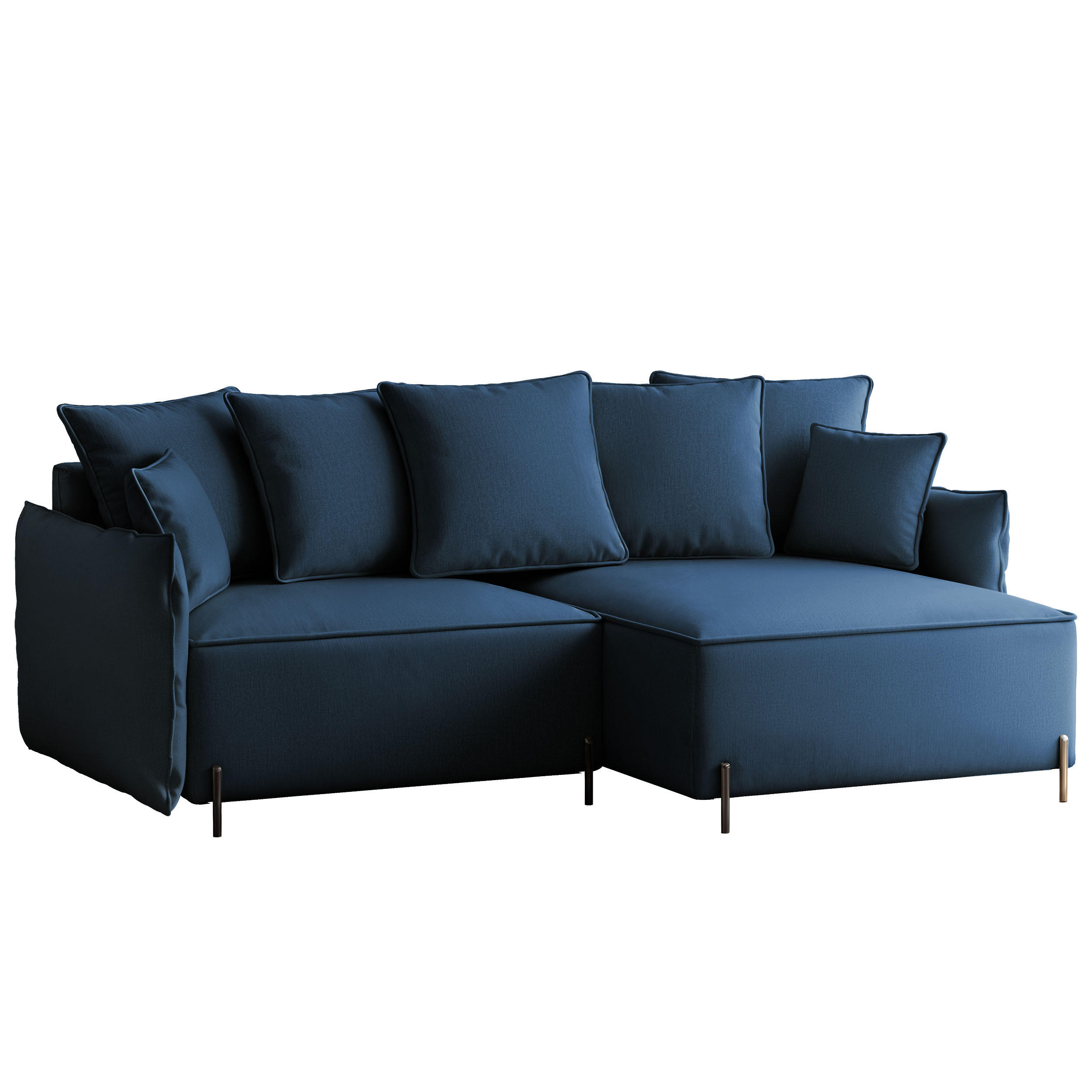 ECKSOFA MARCO Rechts, mit Schlaffunktion und Bettkasten, Marineblau - Dunkelblau, Textil/Metall (221/148cm) - Idohome