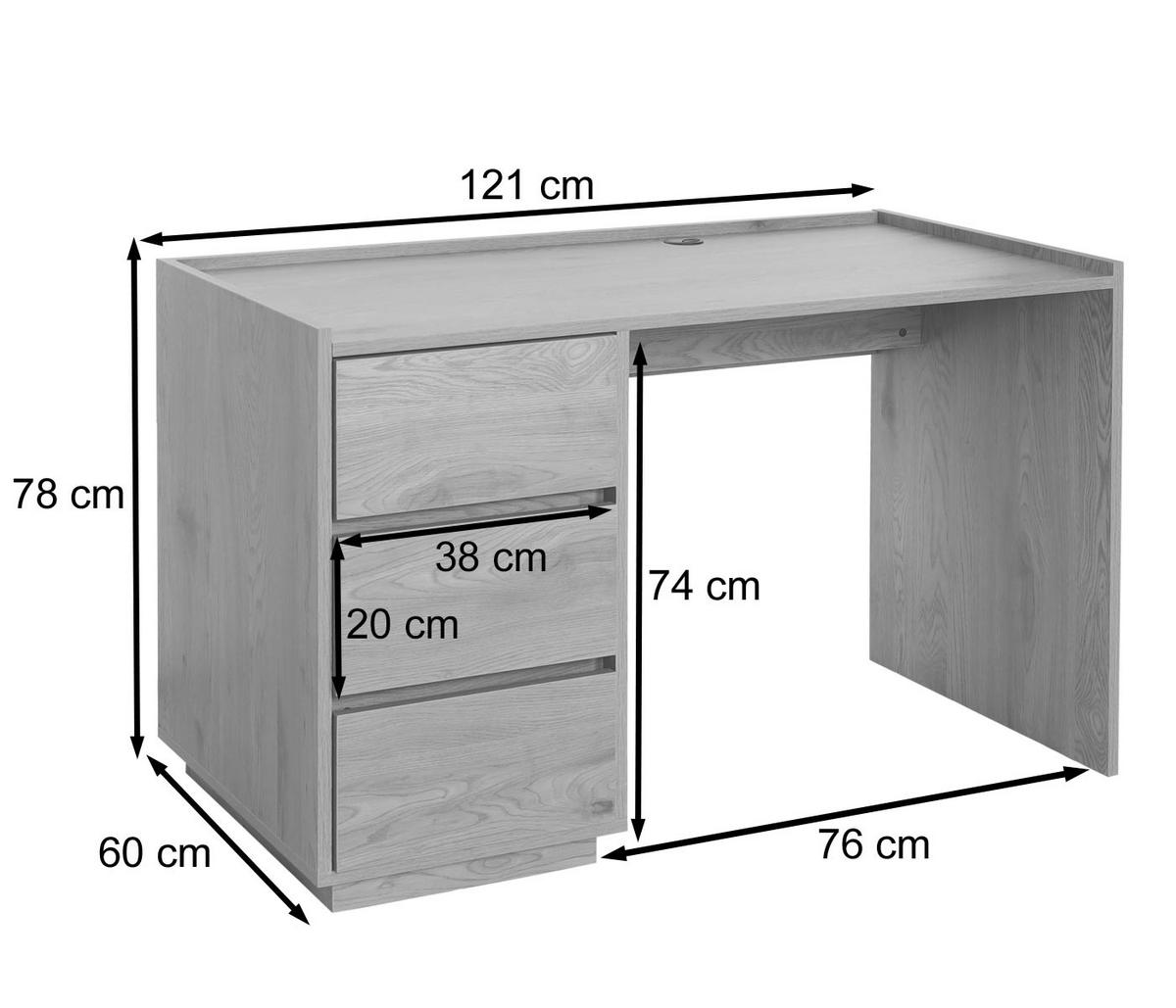 SCHREIBTISCH eckig Walnuss Dekor - Walnussfarben, Holz (60/121/78cm) - MCW