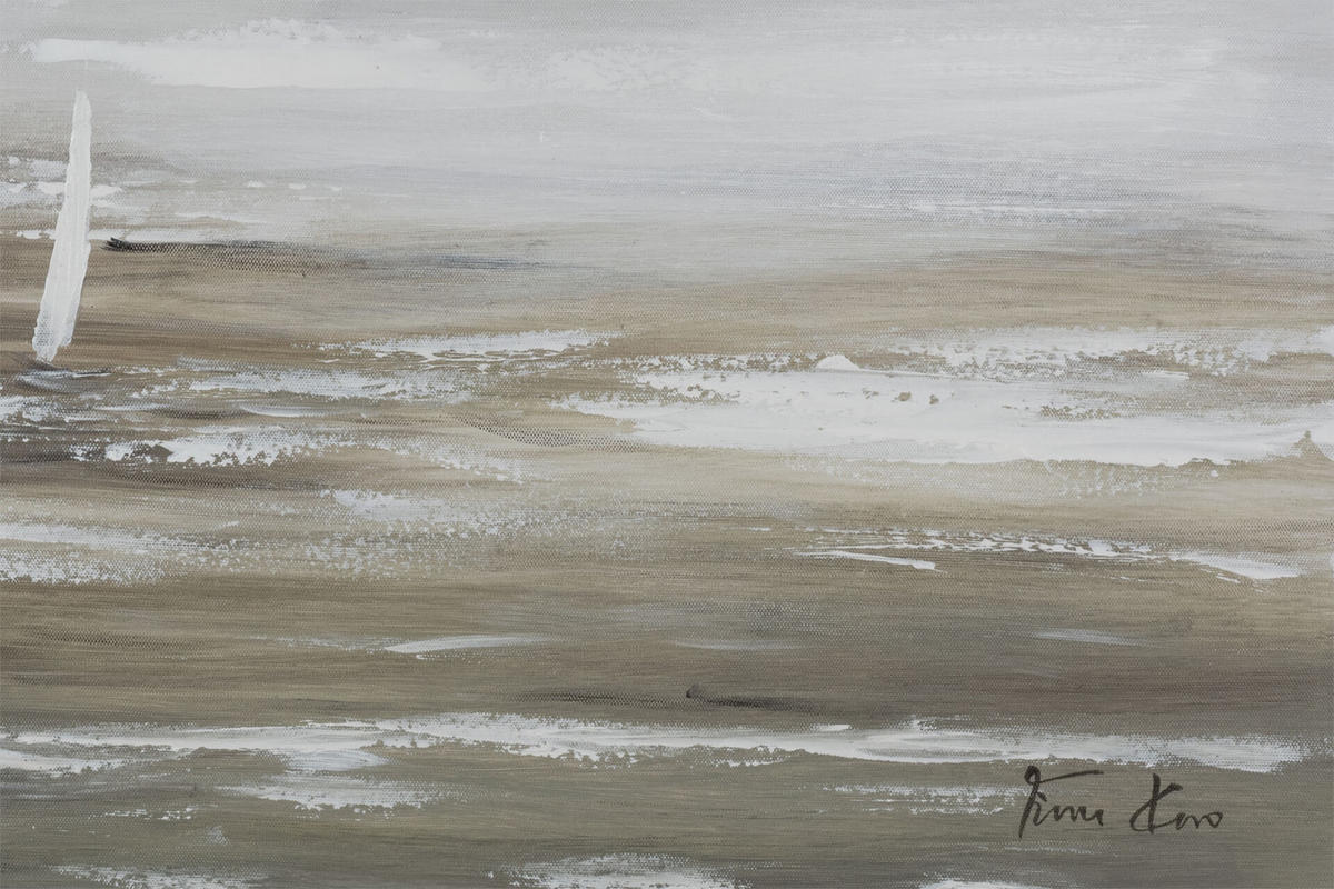 ACRYLBILD HANDGEMALT 60/90 cm - Goldfarben/Grau, Holz/Textil (60/90cm) - KUNSTLOFT