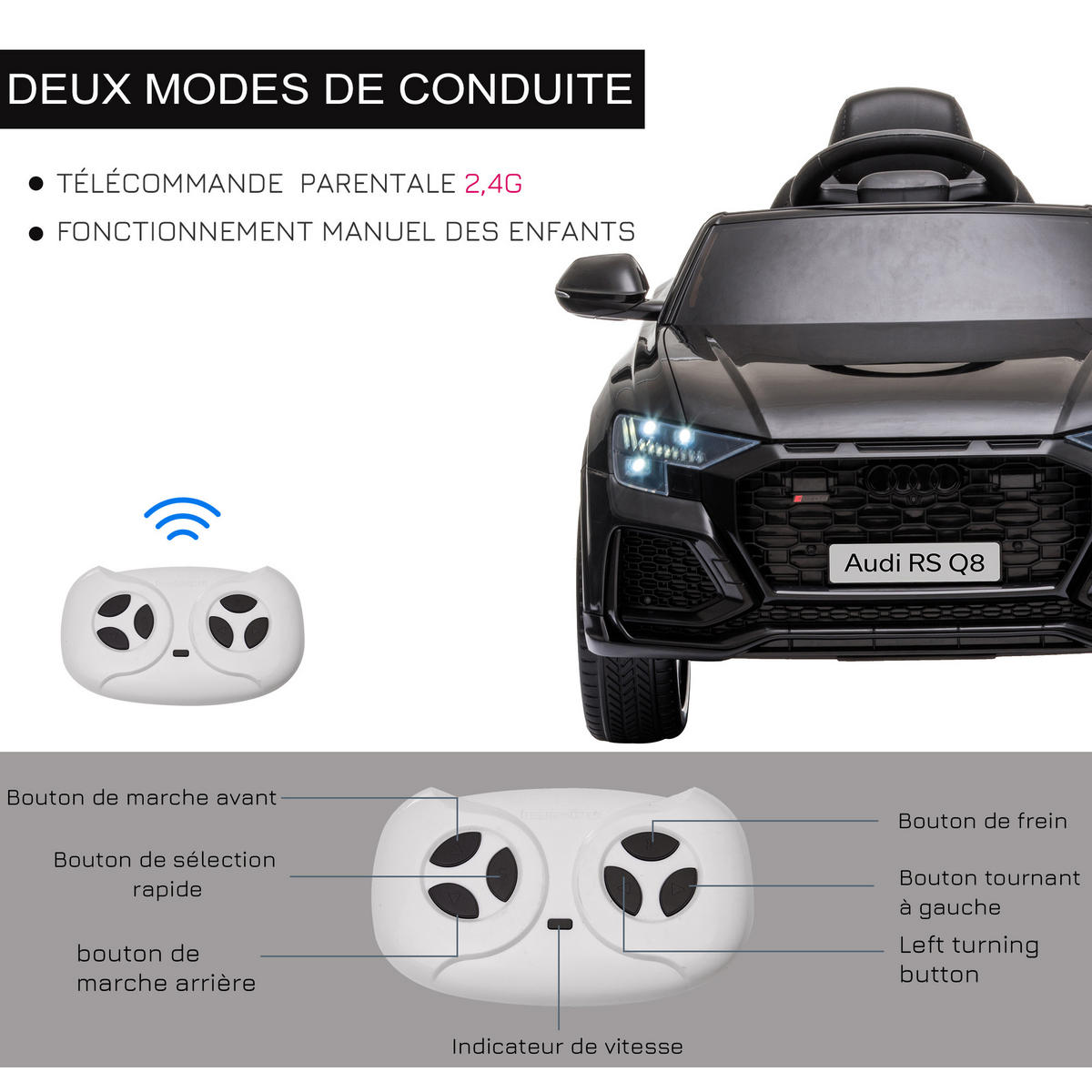 ELEKTRO-KINDERAUTO DE-13046 Bluetooth Schwarz - Schwarz, Kunststoff (101/62/51cm) - ComfortXL