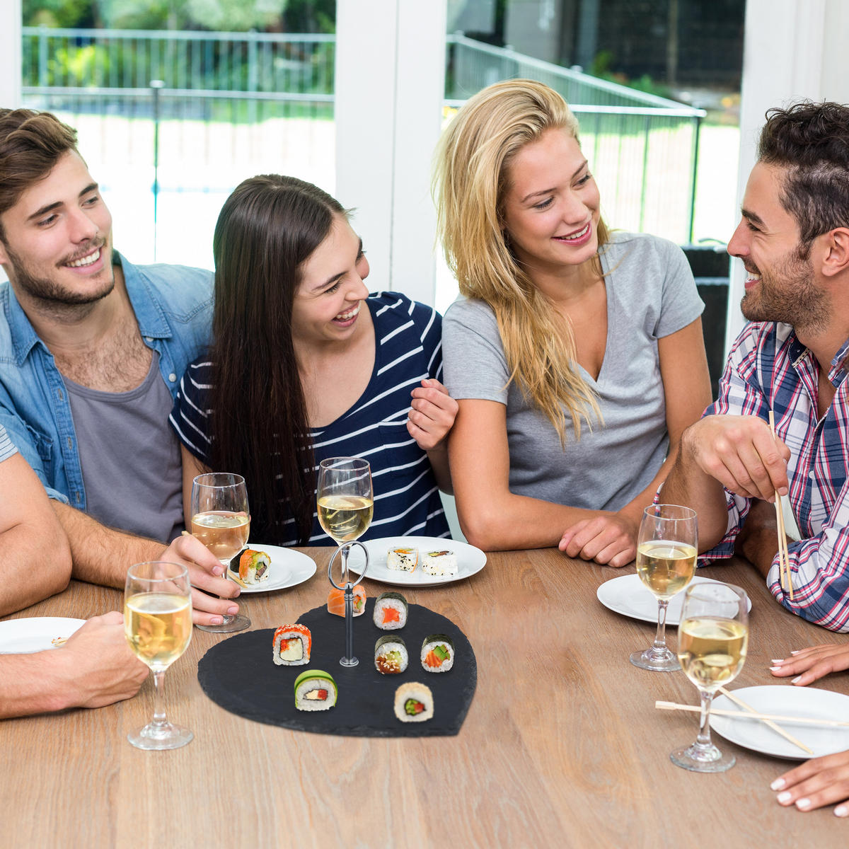 SCHIEFERPLATTE - Anthrazit, Stein/Metall (25/12.5/25.5cm) - Relaxdays