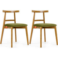 ESSTISCHSTÜHLE LILIO 2 St Vintage, Oliv / hell Eiche - Hellbraun/Eichefarben, Holz/Textil (47/76/45cm) - KONSIMO®