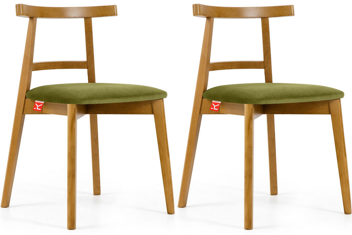 ESSTISCHSTÜHLE LILIO 2 St Vintage, Oliv / hell Eiche - Hellbraun/Eichefarben, Holz/Textil (47/76/45cm) - KONSIMO®