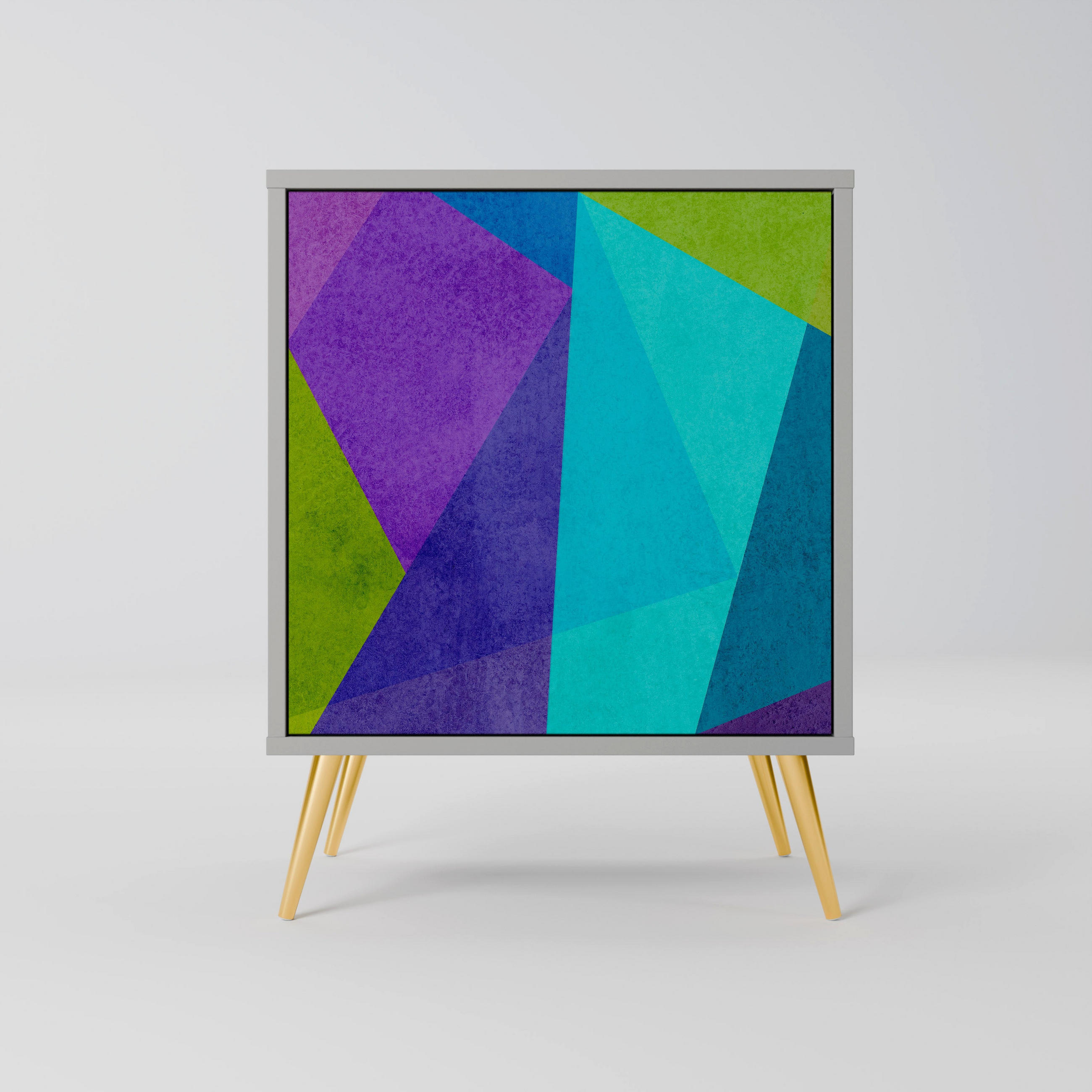 SIDEBOARD COLD SHOWCASE, Grau, 57,5x42x75,5 cm, Goldfarbene Metallfüße - Goldfarben/Multicolor, Holzwerkstoff/Metall (57.5/75.5/42cm) - SpaceRebels