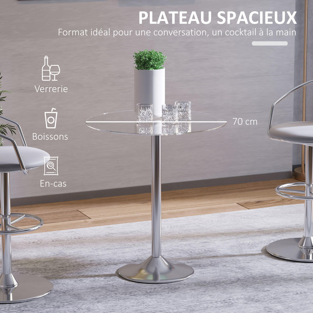 ESSTISCH Silber 1 Stück - Grau, Kunststoff (70/70/74.5cm) - GiPP