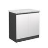 SPÜLENUNTERSCHRANK R-Line Weiß 80 cm AP Marmor - Anthrazit/Weiß, Holzwerkstoff (80/81.6/60cm) - Vicco