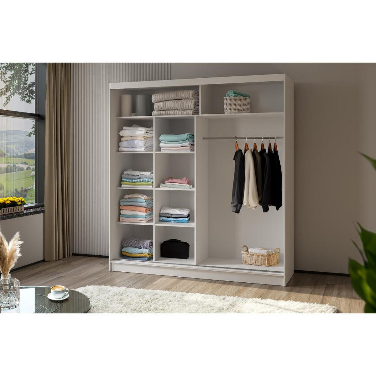 SCHWEBETÜRENSCHRANK Mario 200/216/61 eiche Sonoma - Sonoma Eiche, Holzwerkstoff (200/216/61cm) - Beautysofa