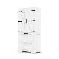 HIGHBOARD DE-38698 60/30/128 cm 2 Schubladen und Scheunentür Weiß - Weiß, Holzwerkstoff (60/128/30cm) - ComfortXL