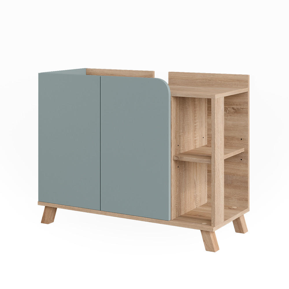 TV&Auml;TTST&Auml;LLSSK&Aring;P Karen Sonoma/bl&aring; 80x65 cm med 2 d&ouml;rrar Sonoma ek, M&ouml;rkbl&aring; 65/80/35 cm