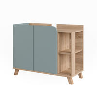 WASCHBECKENUNTERSCHRANK Karen Sonoma/Blau 80 x 65 cm mit 2 Türen - Dunkelblau/Sonoma Eiche, Holzwerkstoff (80/65/35cm) - Vicco
