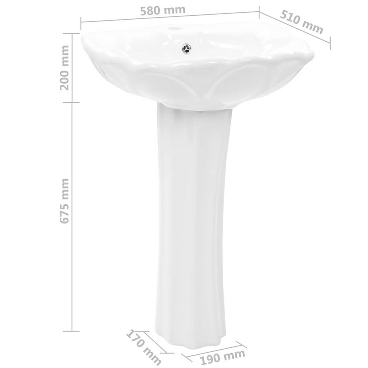 WASCHBECKEN Freistehendes Mit Säule Keramik Weiss 580/510/200 Mm - Weiß, Keramik (51/20/58cm) - vidaXL