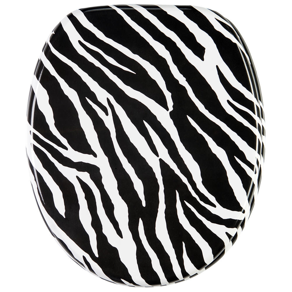 WC-SITZ mit Absenkautomatik Zebra Look - Schwarz, Holzwerkstoff (38/6/47cm) - Sanilo