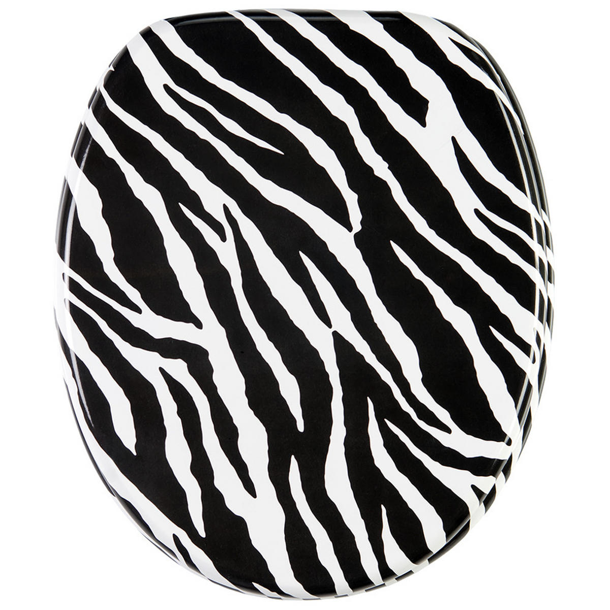 WC-SITZ mit Absenkautomatik Zebra Look - Schwarz, Holzwerkstoff (38/6/47cm) - Sanilo