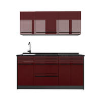 SINGLEKÜCHE R-Line, Rot Hochglanz/Anthrazit, 160 cm ohne Arbeitsplatte - Anthrazit/Rot, Holzwerkstoff (160/81.6/46cm) - Vicco