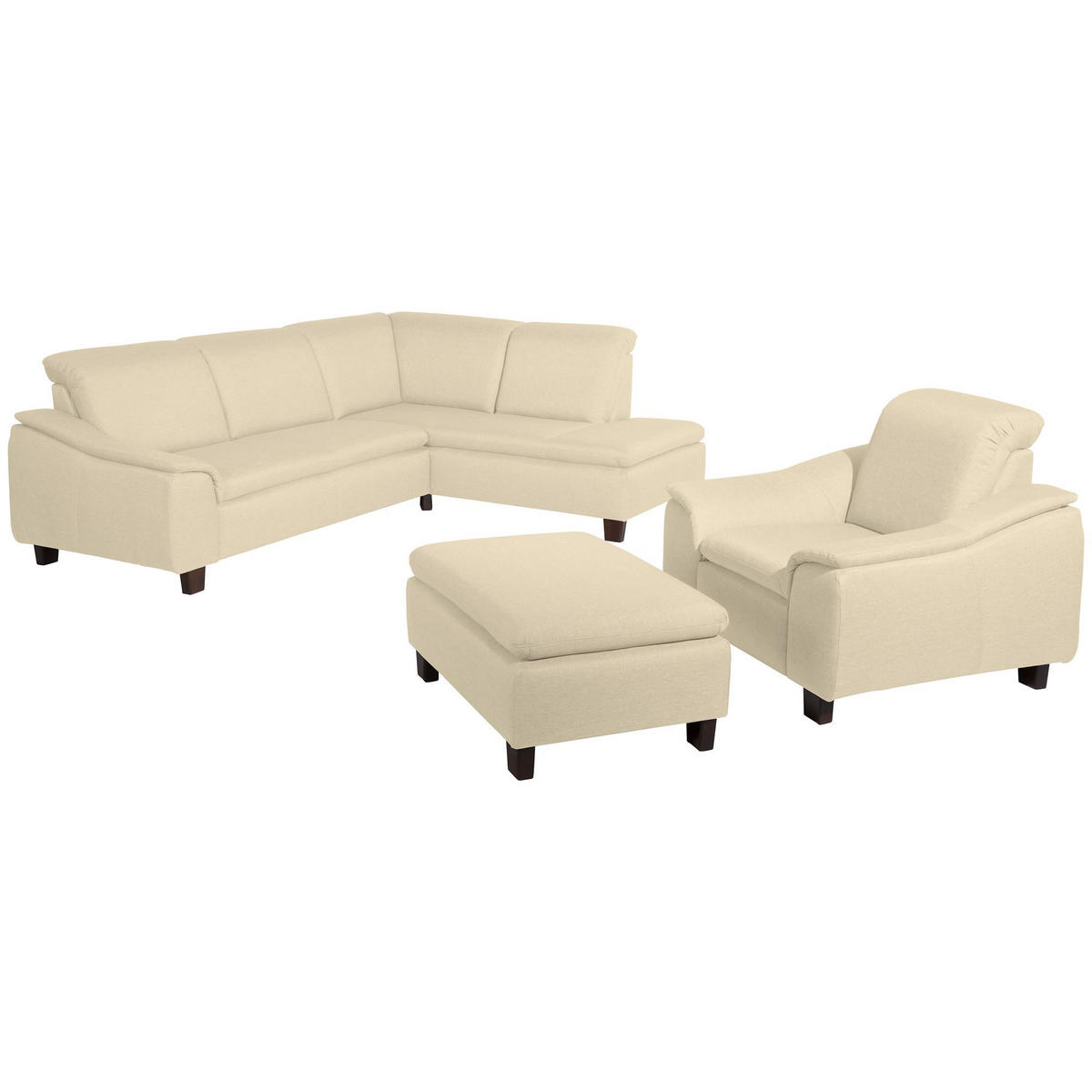 ECKSOFA mit Ottomane rechts Kaylil Flachgewebe beige - Beige, Kunststoff (187/247cm) - 58aufmkessel