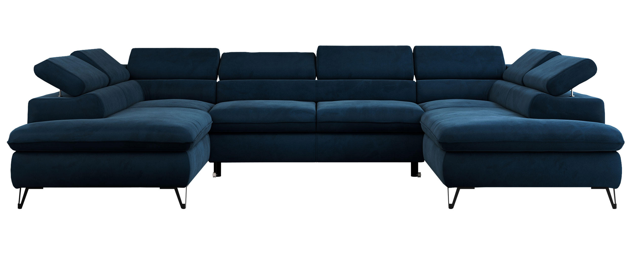 WOHNLANDSCHAFT PETER U Velvet Dunkelblau - Schwarz/Dunkelblau, Textil/Metall (346/76/208cm) - MKS