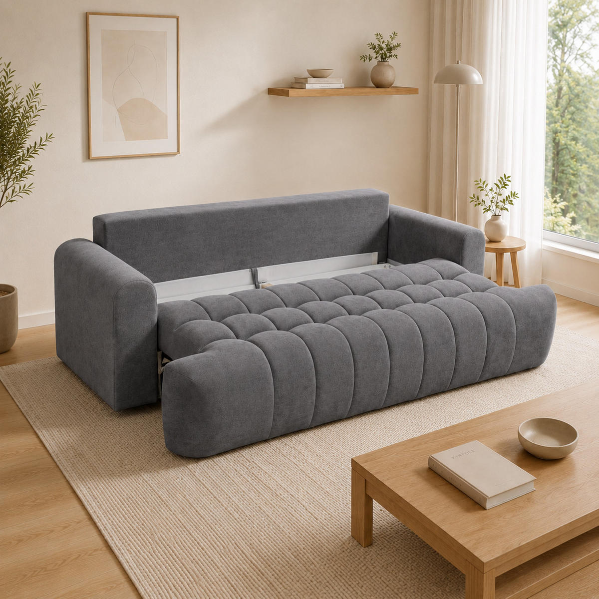 SOFA in Graphit - Graphitfarben, Textil (246/92/115cm) - Home Collective