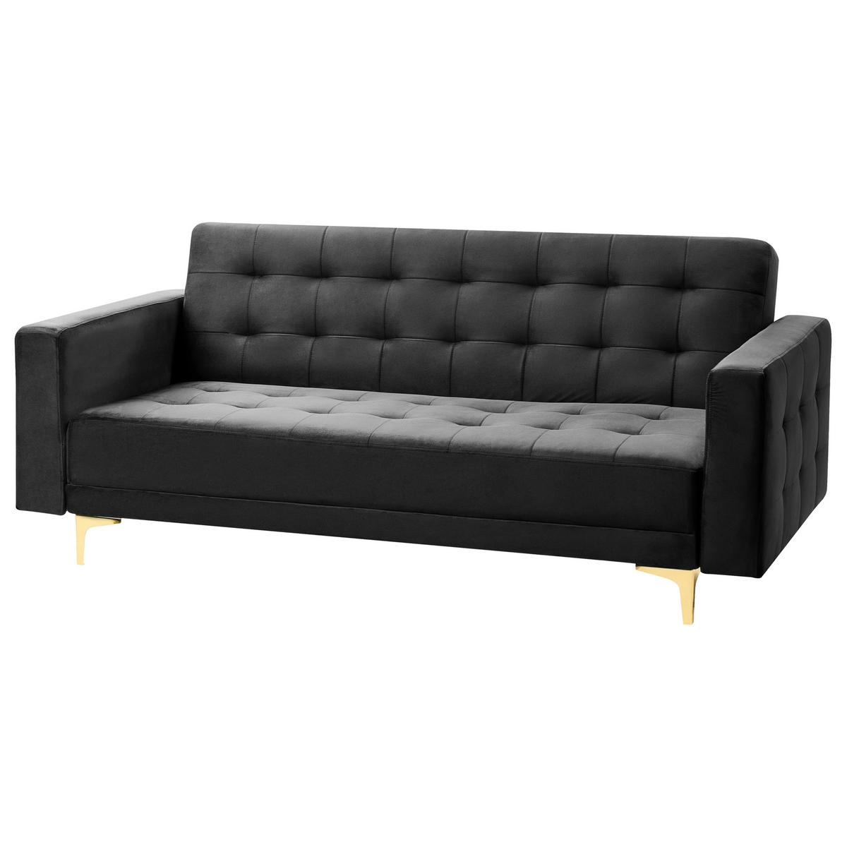3-SITZER-SCHLAFSOFA Samtstoff Schwarz Aberdeen - Schwarz, Textil (186/83/88cm) - Beliani