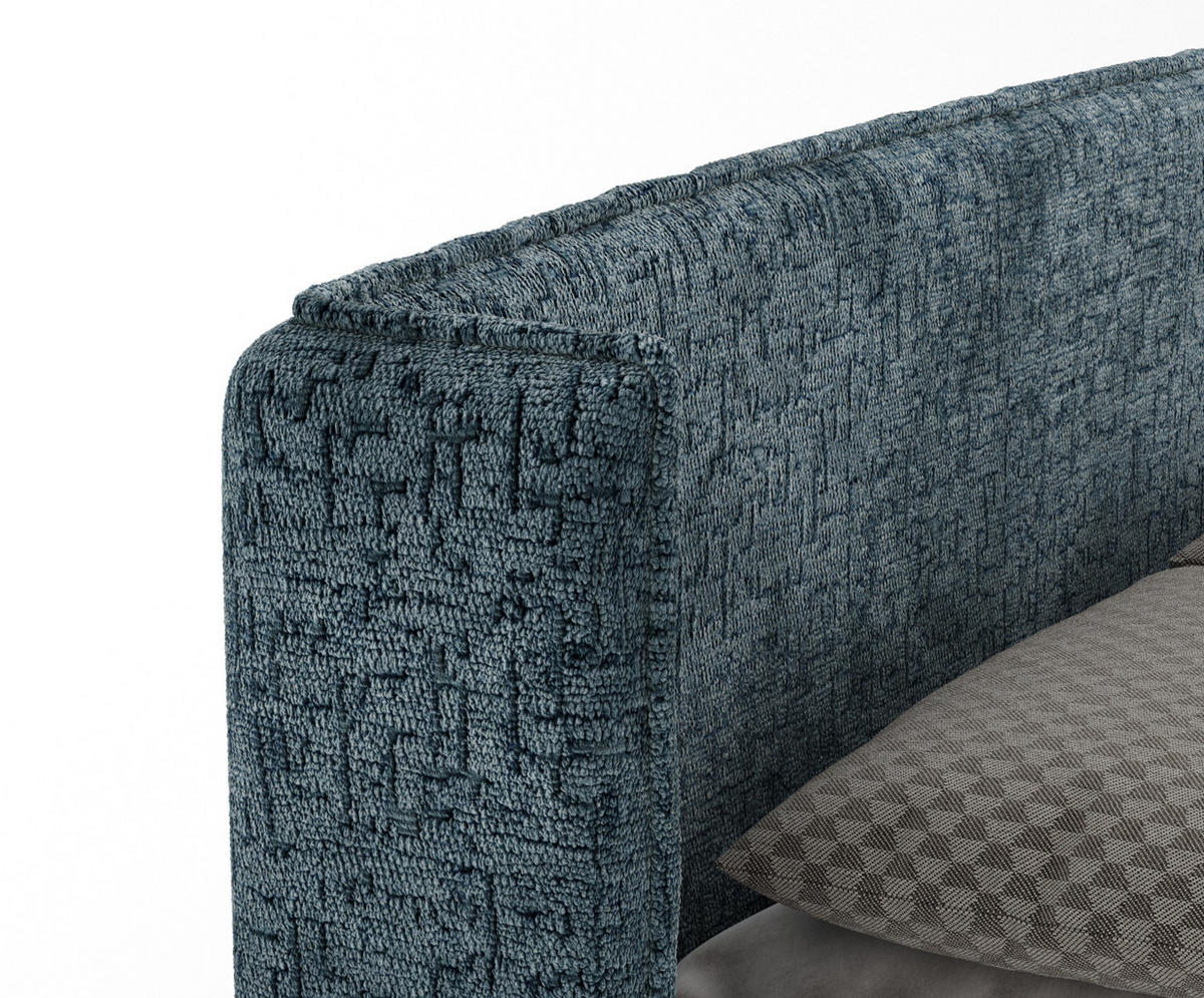 BOXBETT Passion Blau Grau 180/200 cm mit Matratze und Topper - Blaugrau/Schwarz, Holz/Holzwerkstoff (180/200cm) - Maison de Reve