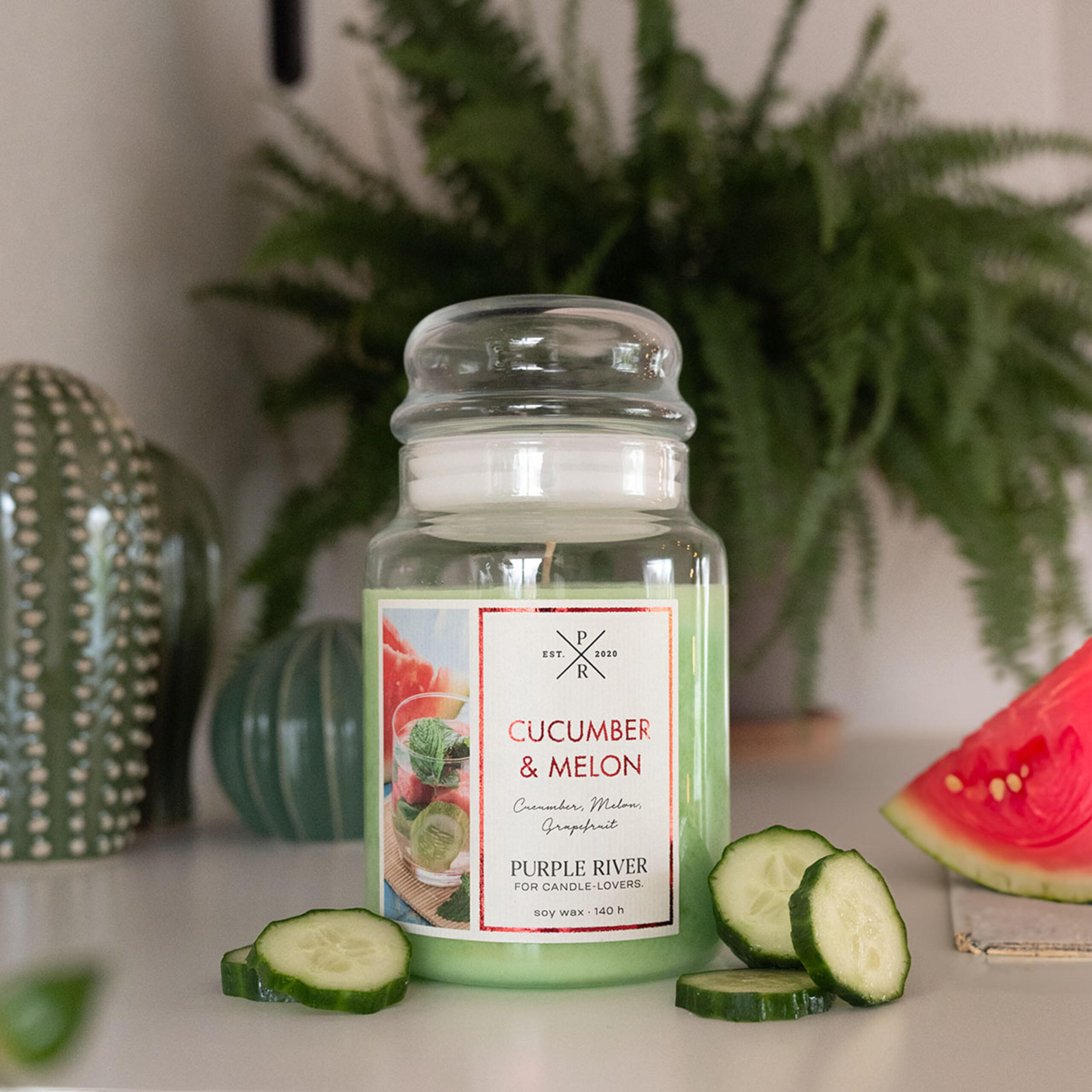 DUFTKERZE Purple River - Grün, Naturmaterialien/Glas (18cm)