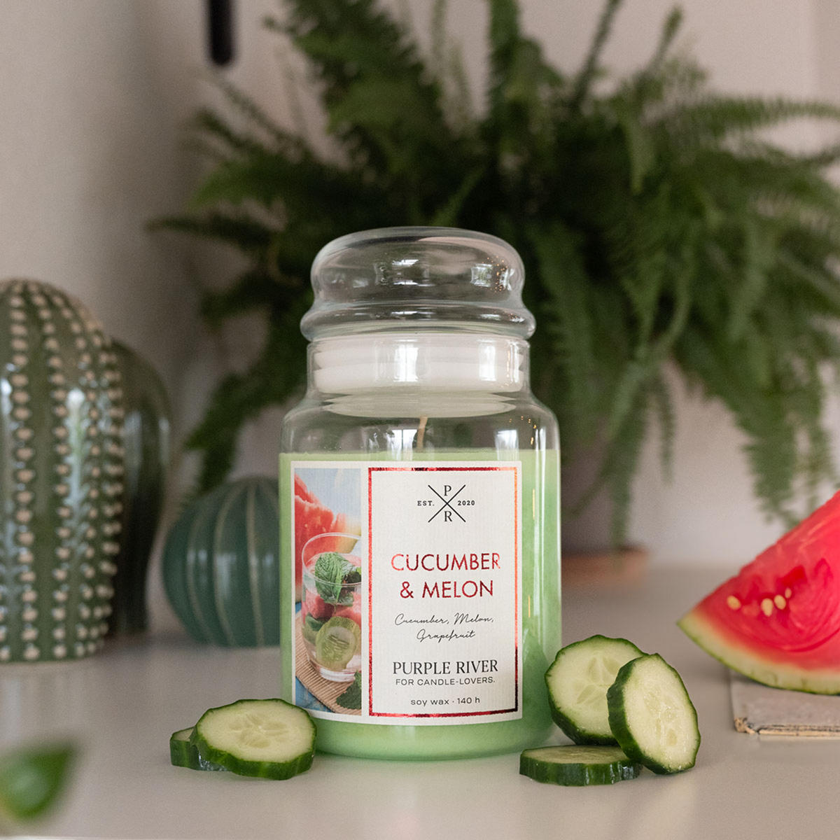 DUFTKERZE Purple River - Grün, Naturmaterialien/Glas (18cm)