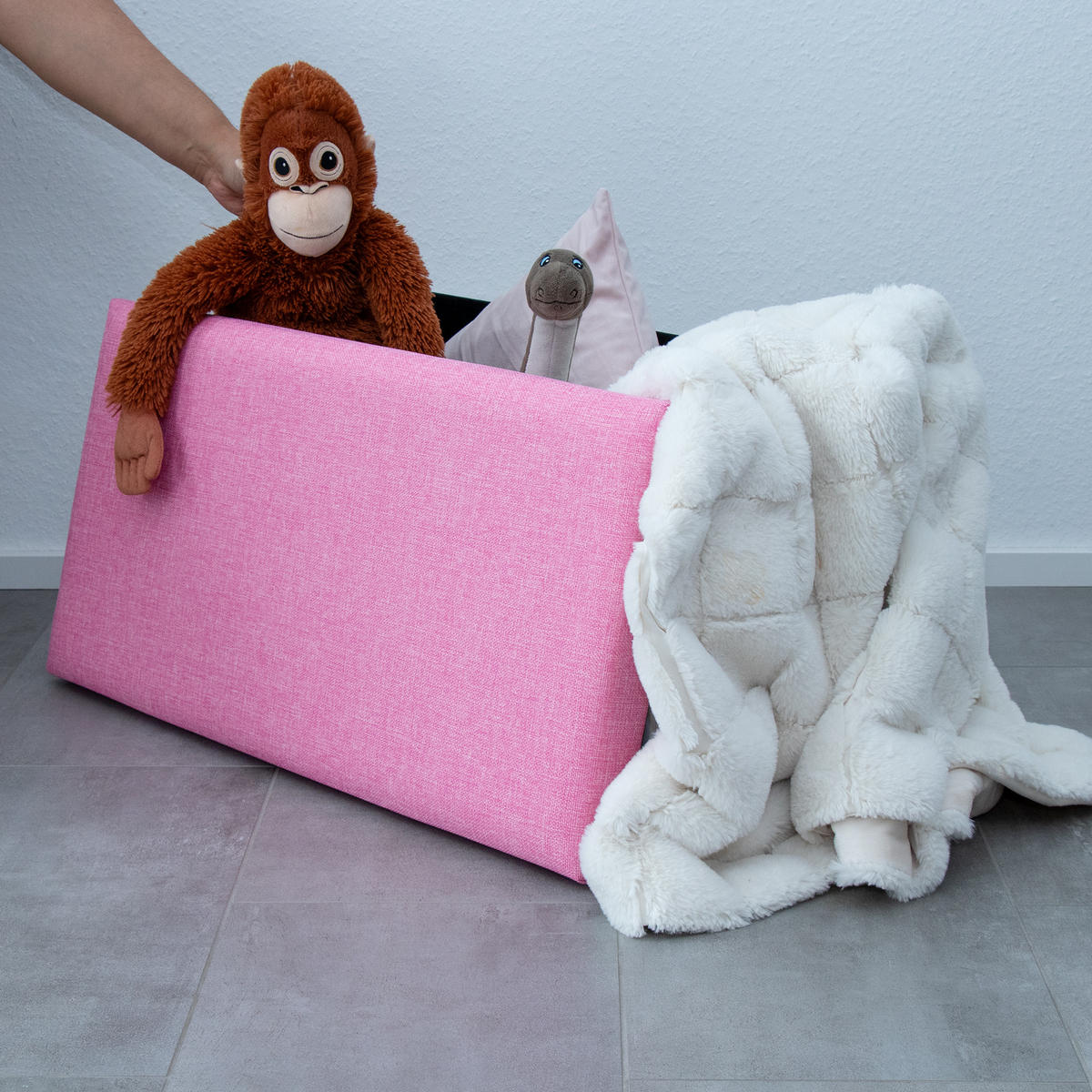 SITZBANK Faltbar in Leinen Optik 78/38/38 cm (Pink) - Pink, Textil (78/38/38cm) - Intirilife