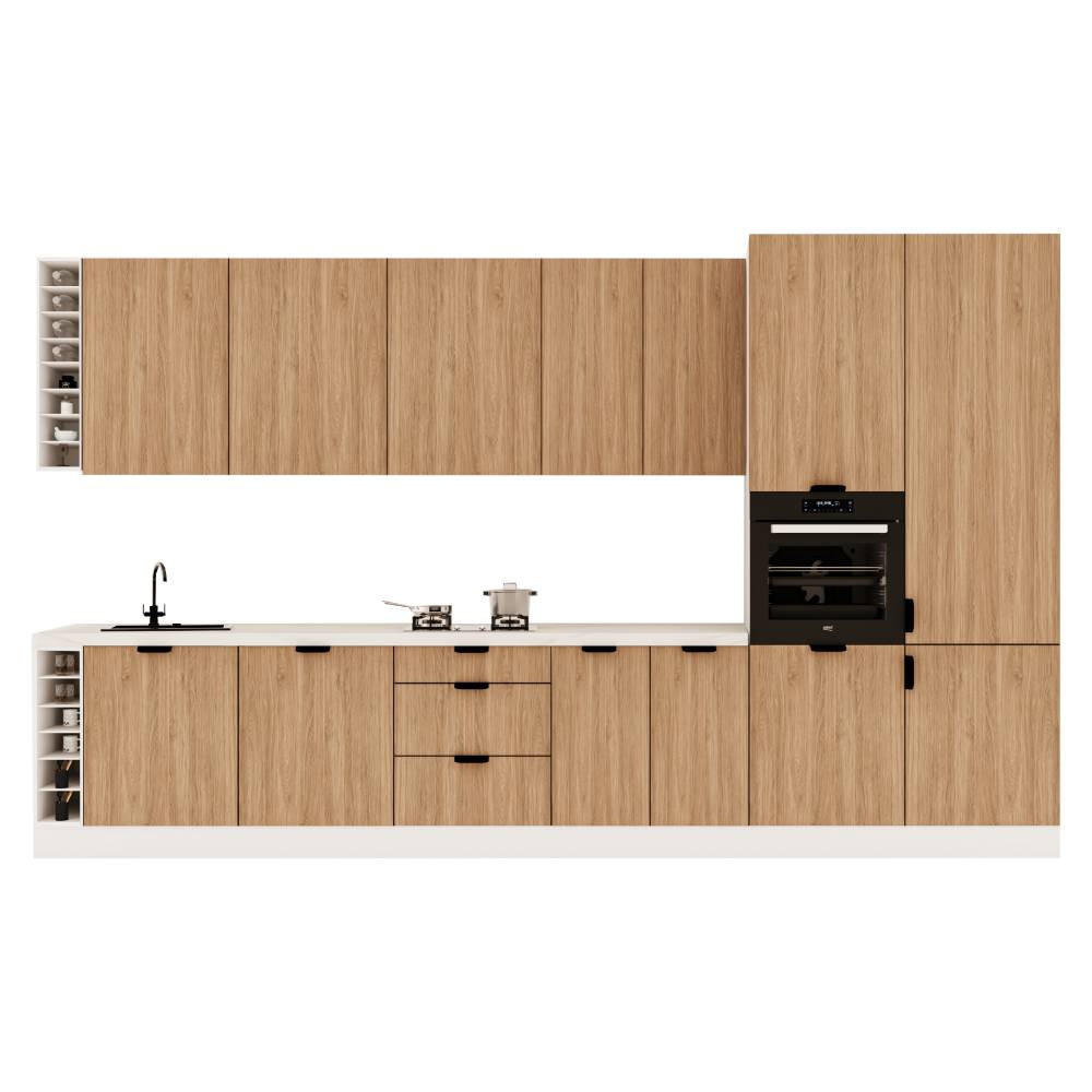 KÜCHENZEILE 395 cm - Sorento KS10-M395 - in Sonoma Eiche - Schwarz/Weiß, Holz/Metall (395/247/58cm)