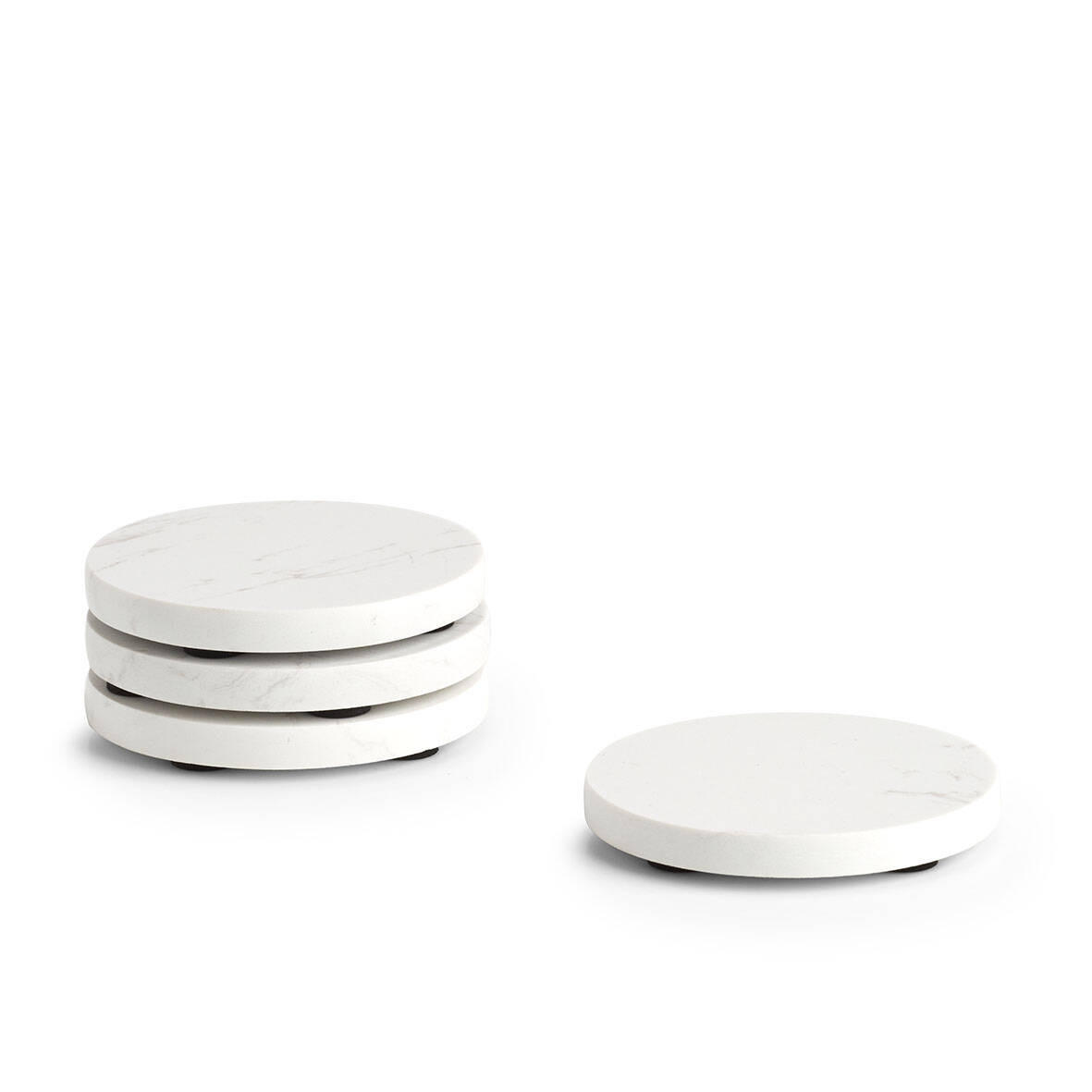 UNTERSETZER Marmor 9,5 cm 4er-Set - Weiß, Stein (9.5/9.5cm) - ZELLER