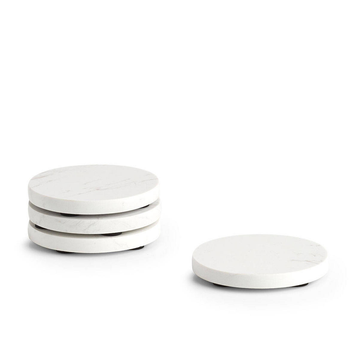 UNTERSETZER Marmor 9,5 cm 4er-Set - Weiß, Stein (9.5/9.5cm) - ZELLER