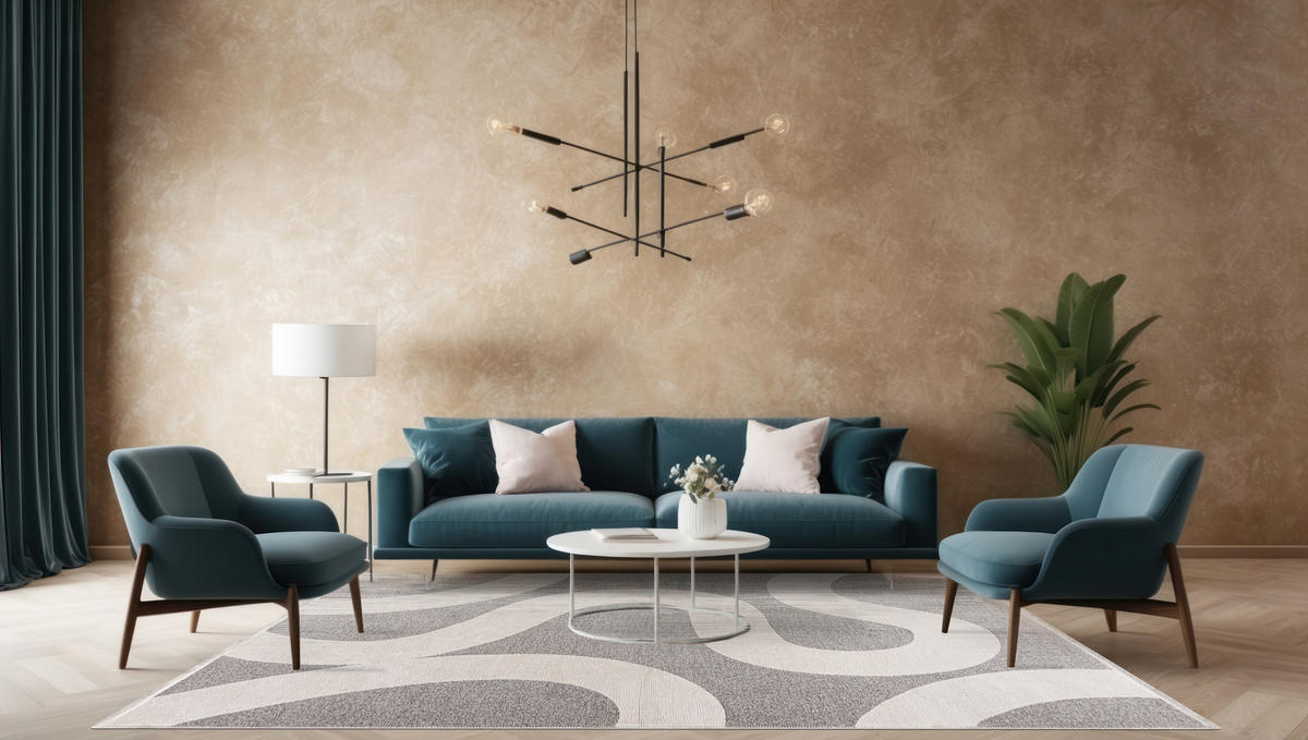 TEPPICH Zweiseitiger Weiß Modern Geometrisch - Kurzflor Rechteckig Weich - Ecru Graphit Grau - 200 x 300 cm - Ecru/Champagner, Textil (200/300cm) - Mazovia