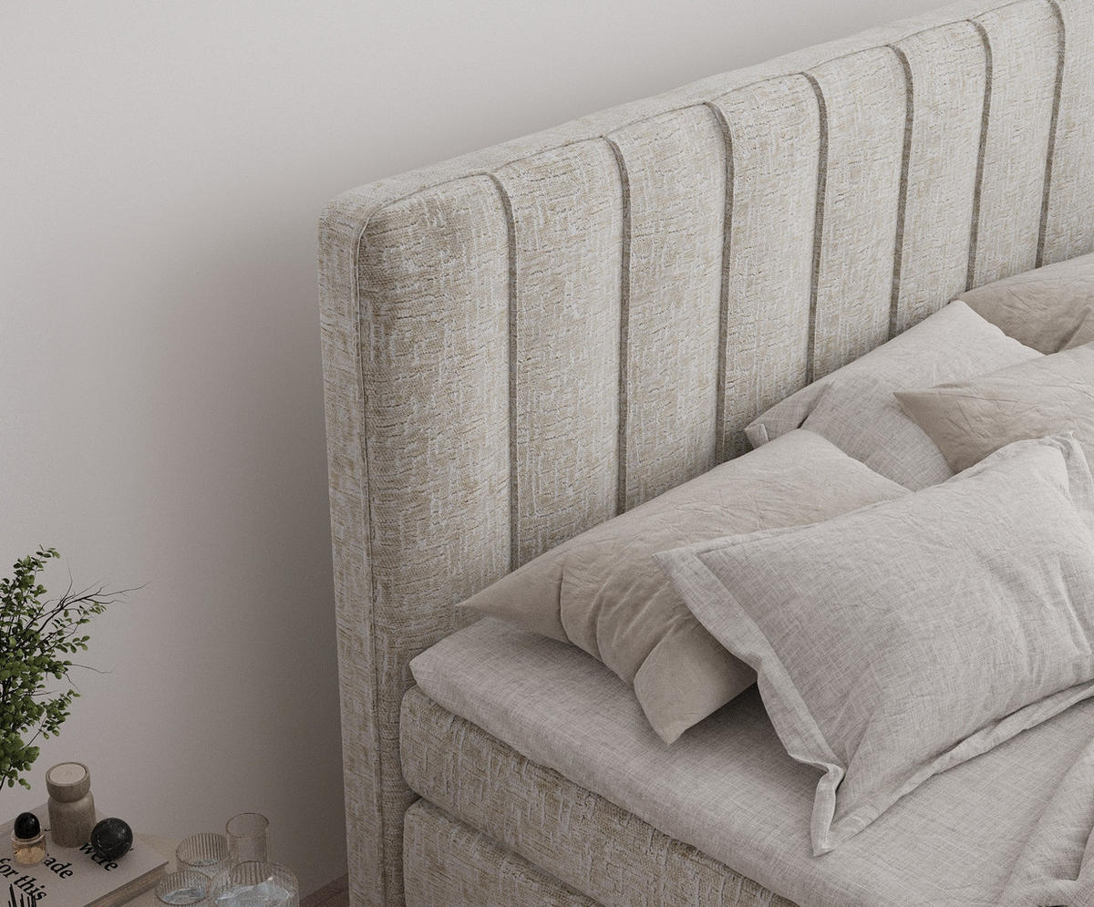 BOXSPRINGBETT Novara Beige 140/200 cm - Beige/Schwarz, Holz/Holzwerkstoff (140/200cm) - Maison de Reve