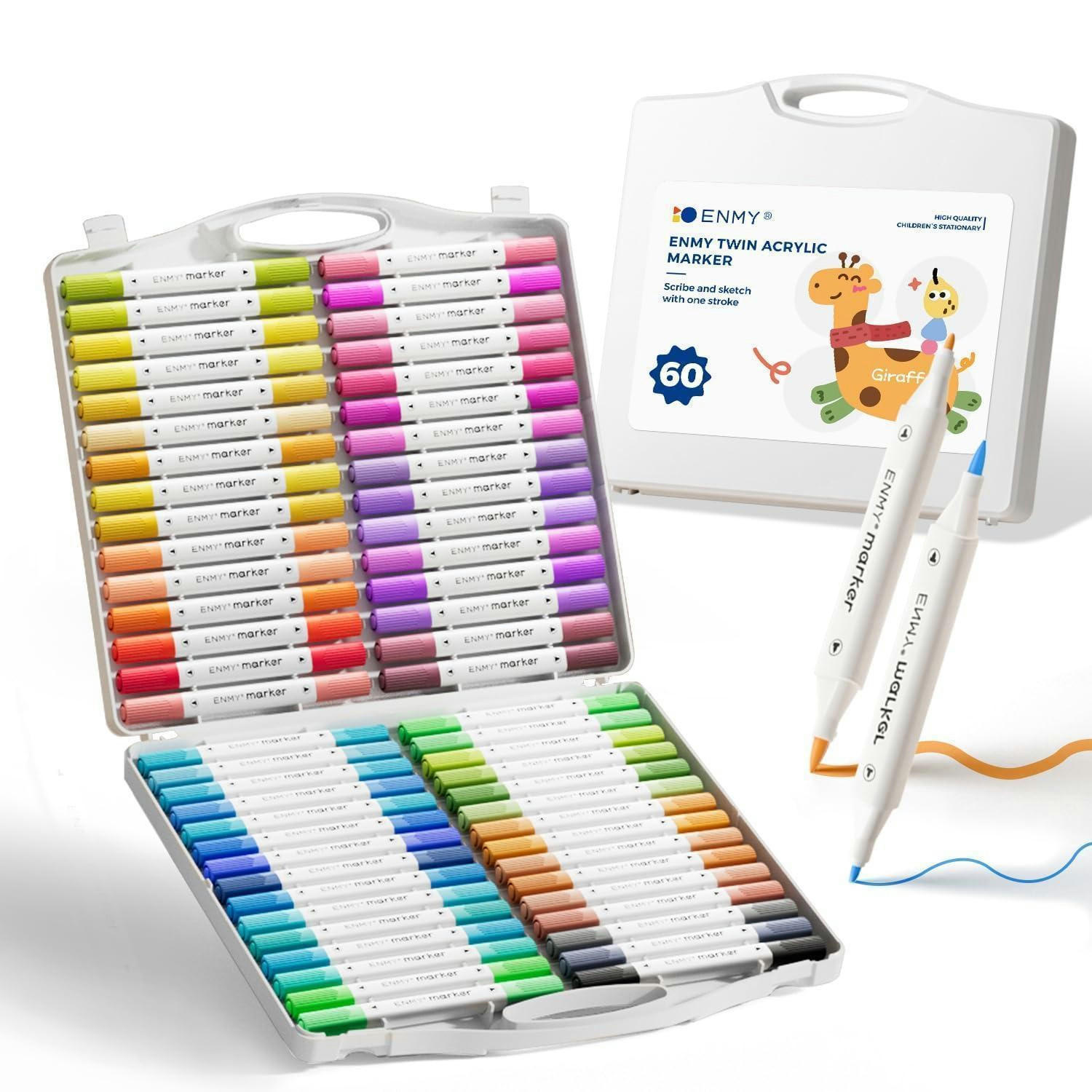 ACRYLMARKER 60er Set Doppelspitze Mehrfarbig - Multicolor, Kunststoff (10/5/15cm)