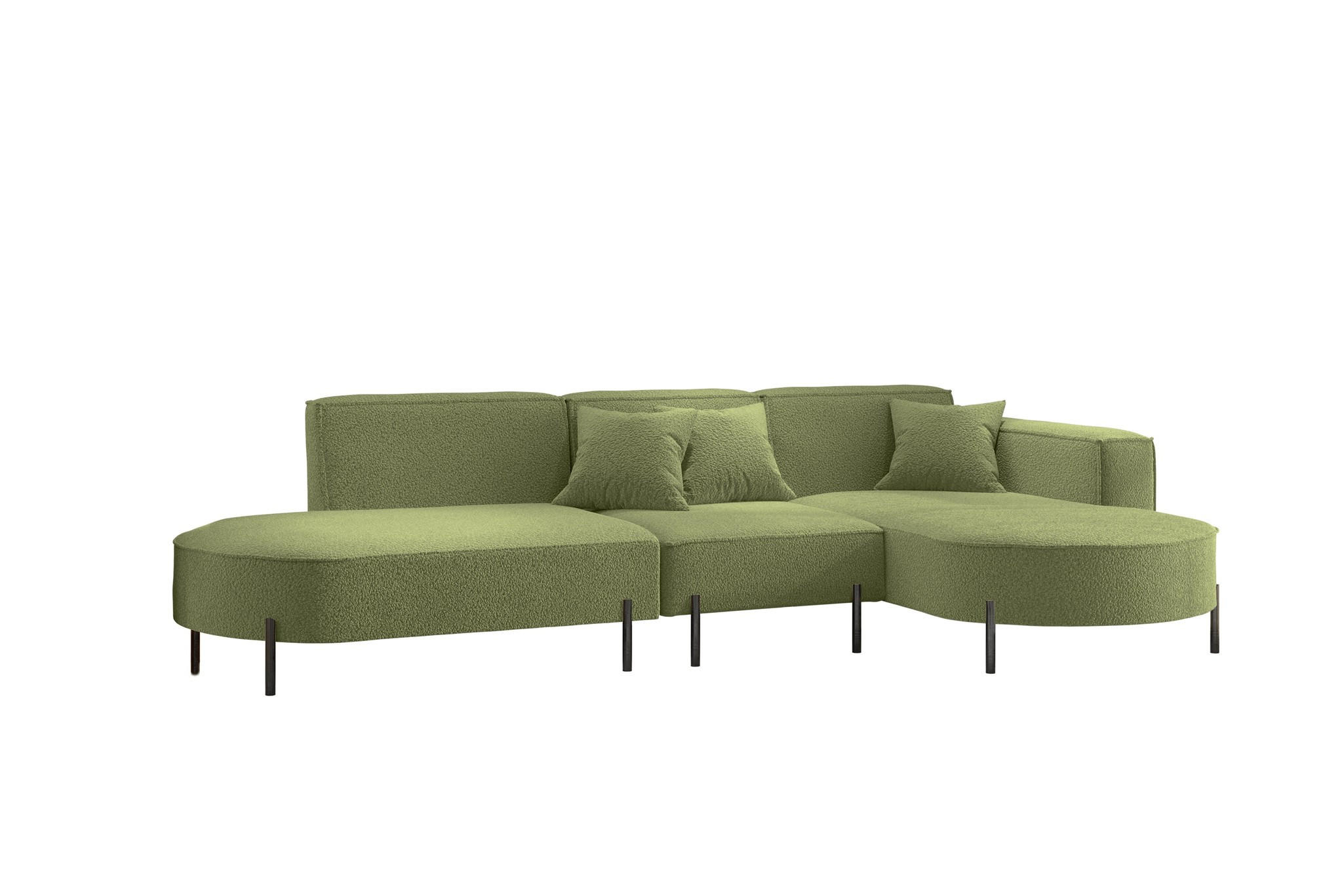 ECKSOFA Valencia - Hellgrün, Holzwerkstoff/Textil (321/165cm) - Fun Möbel