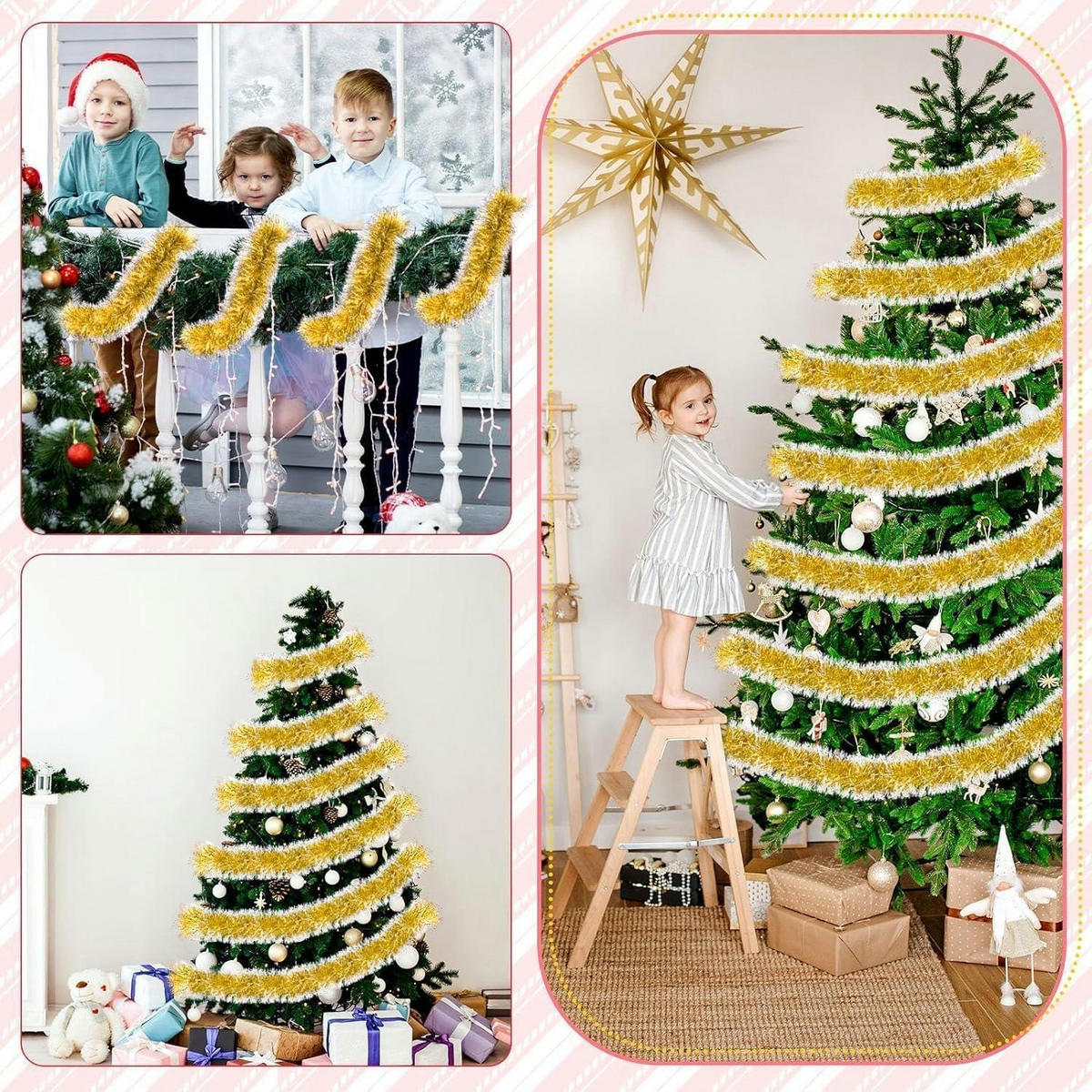 LAMETTA-GIRLANDE Gold mit Frostspitze 10 m - Multicolor, Metall (1000cm)