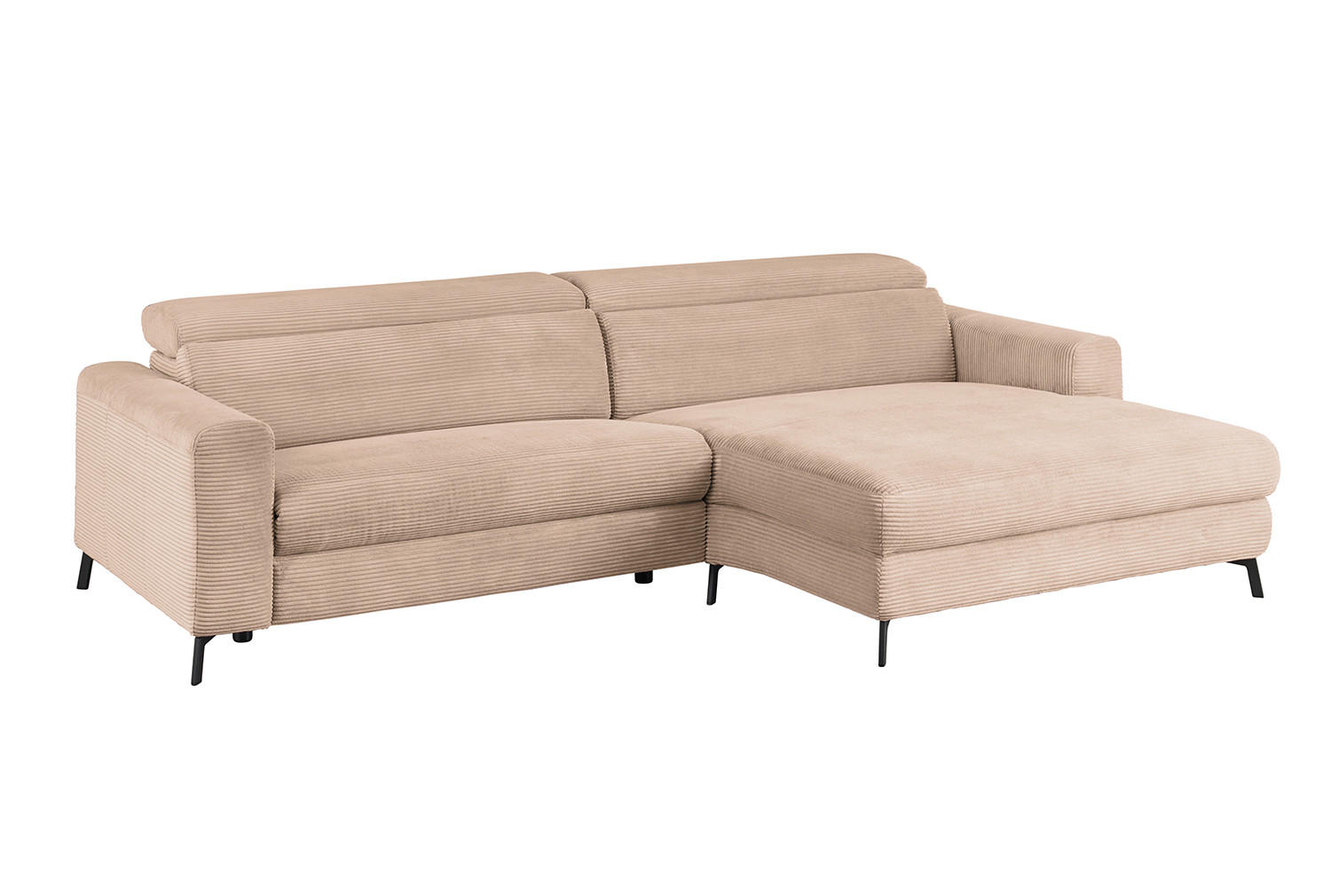ECKSOFA LAISKA Taupe Cord - Taupe/Schwarz, Textil/Metall (282/177cm) - KAWOLA