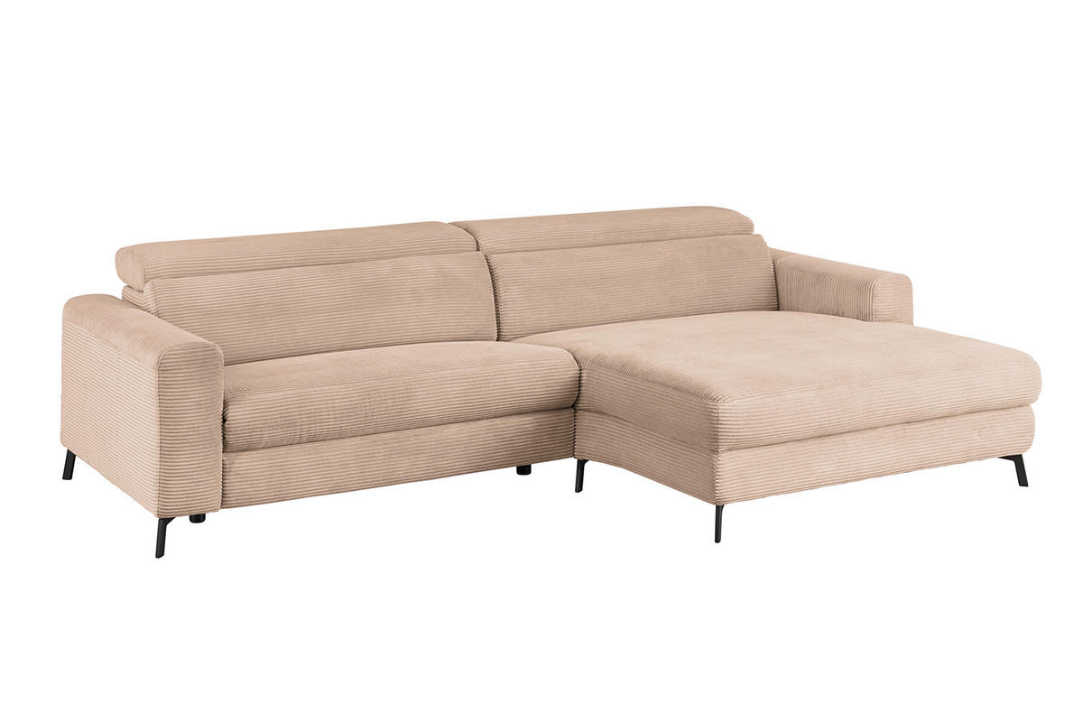 ECKSOFA LAISKA Taupe Cord - Taupe/Schwarz, Textil/Metall (282/177cm) - KAWOLA