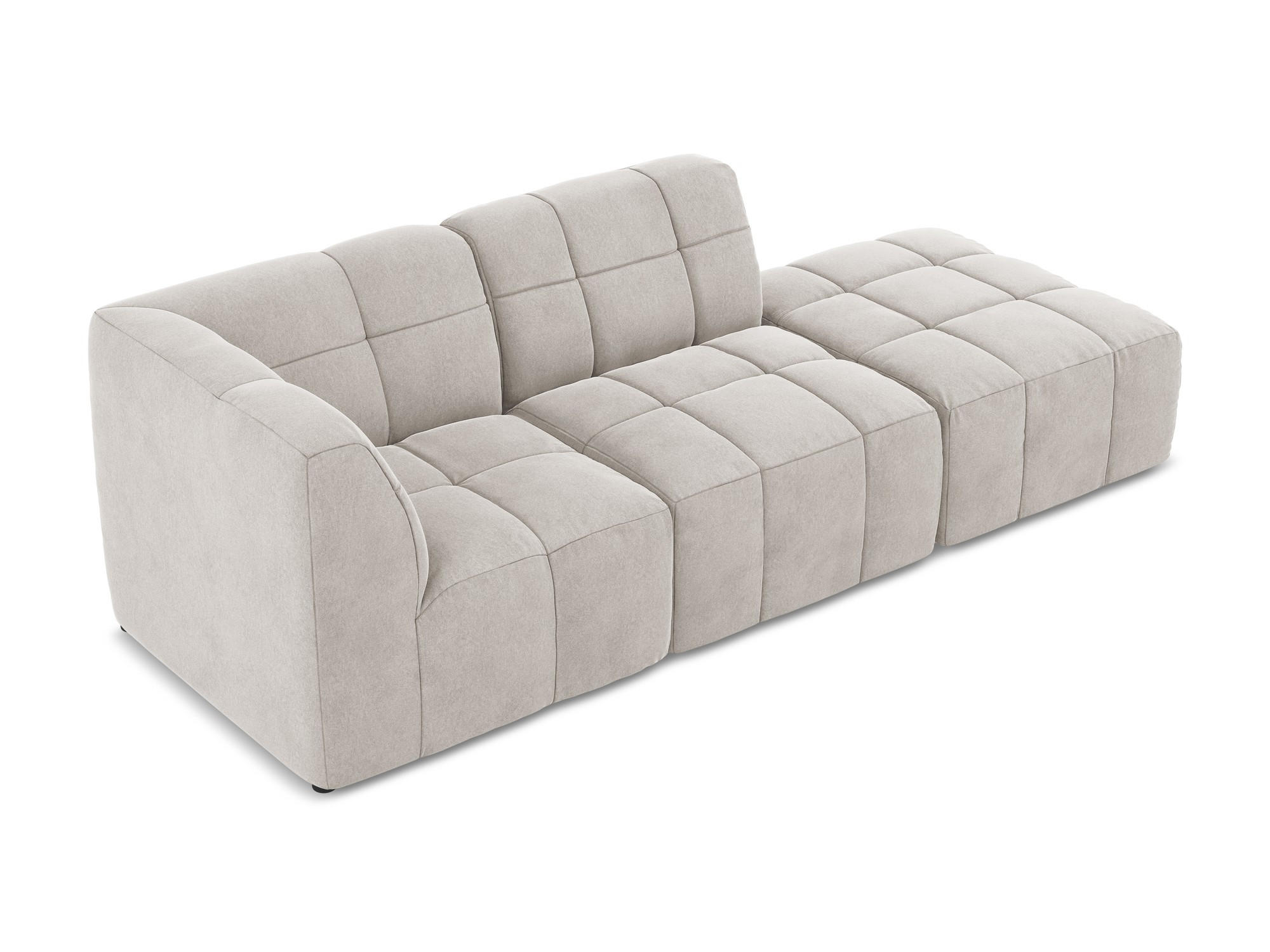 ECKSOFA Rechts Samt Stoff Beige - Creme/Schwarz, Holzwerkstoff/Kunststoff (240/90cm) - Makamii