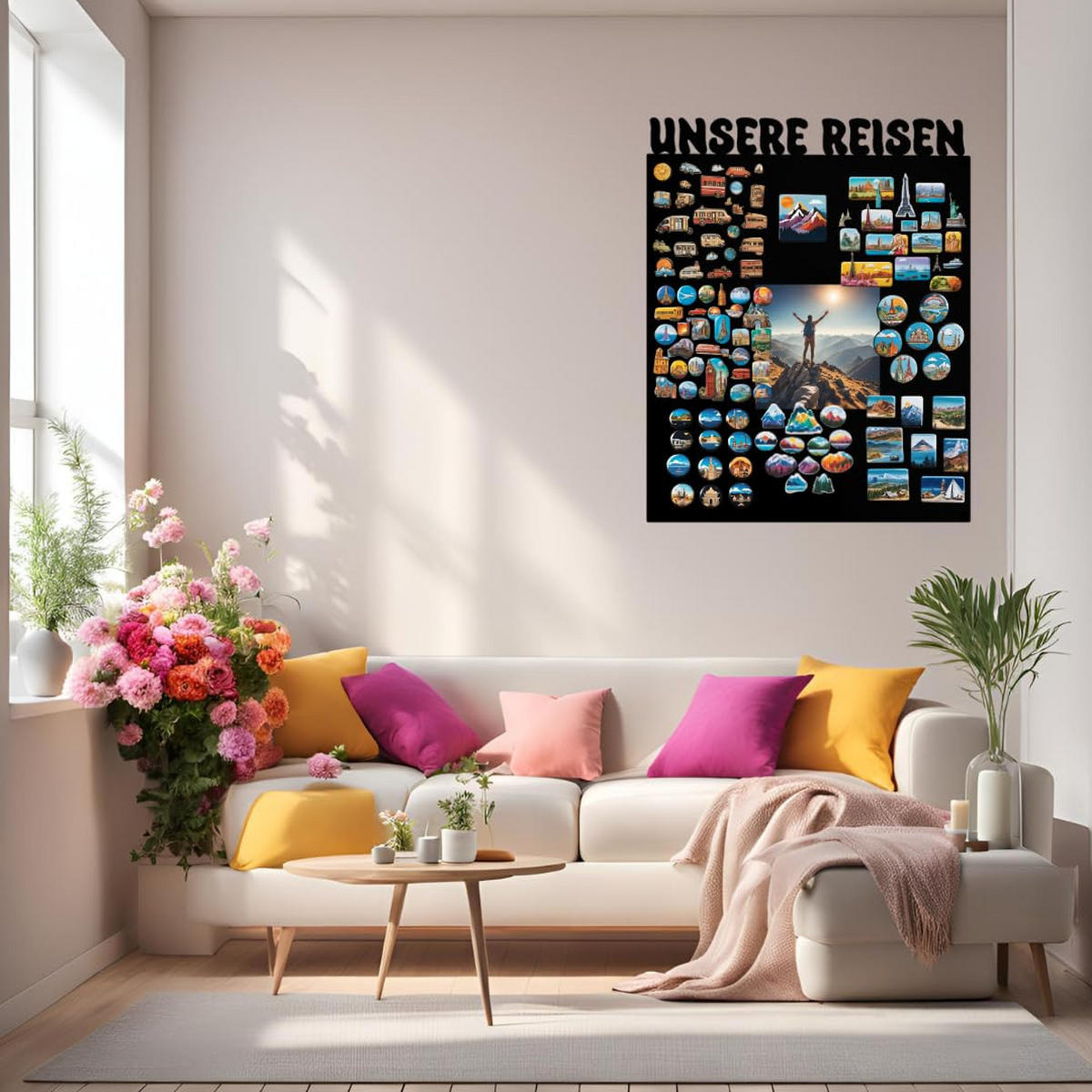 MAGNETTAFEL Unsere Reisen Schwarz 80x100 cm - Schwarz, Metall (80/100/0.7cm) - ANWICAR
